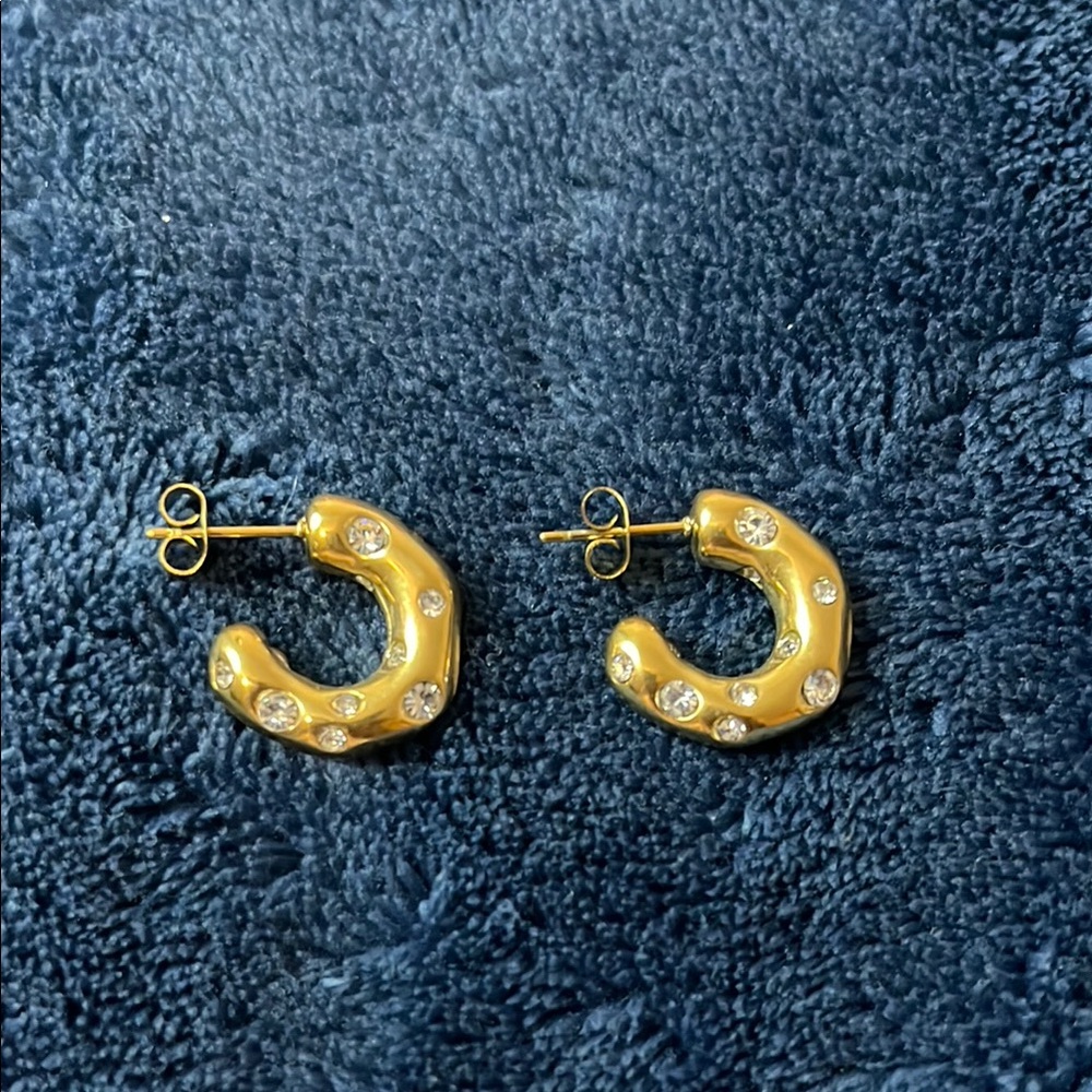 Elegant Gold Hoop Earrings with Crystal Accents